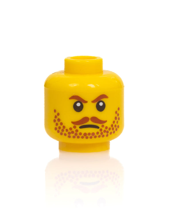Stern Mustache Head -Dark Orange Mustache- Yellow